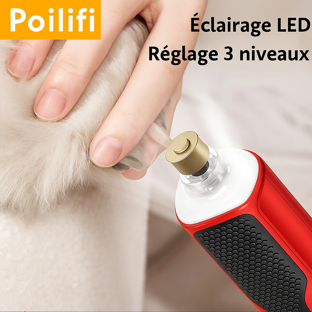 Coupe Griffe électronique pour animaux de compagnie, Rechargeable, toilettage des pattes de chien, coupe-ongles, lumière LED, 7 vitesses réglables, griffe de chat