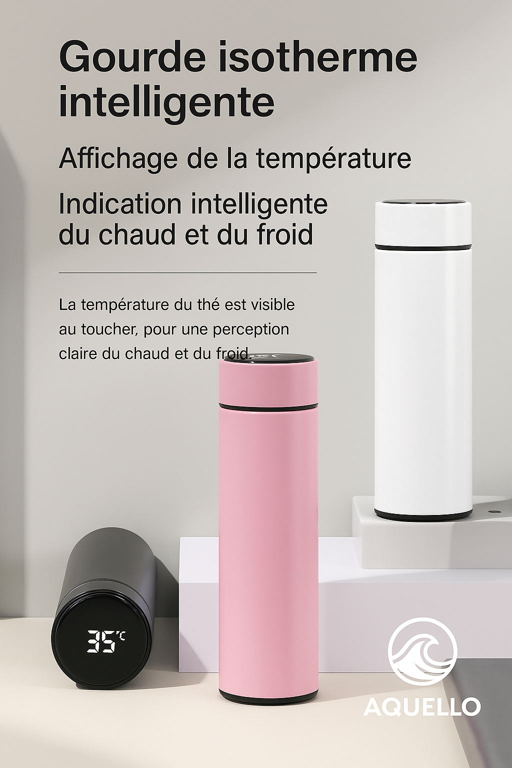 Gourde Rouge Affichage de Température Isotherme 500 ml