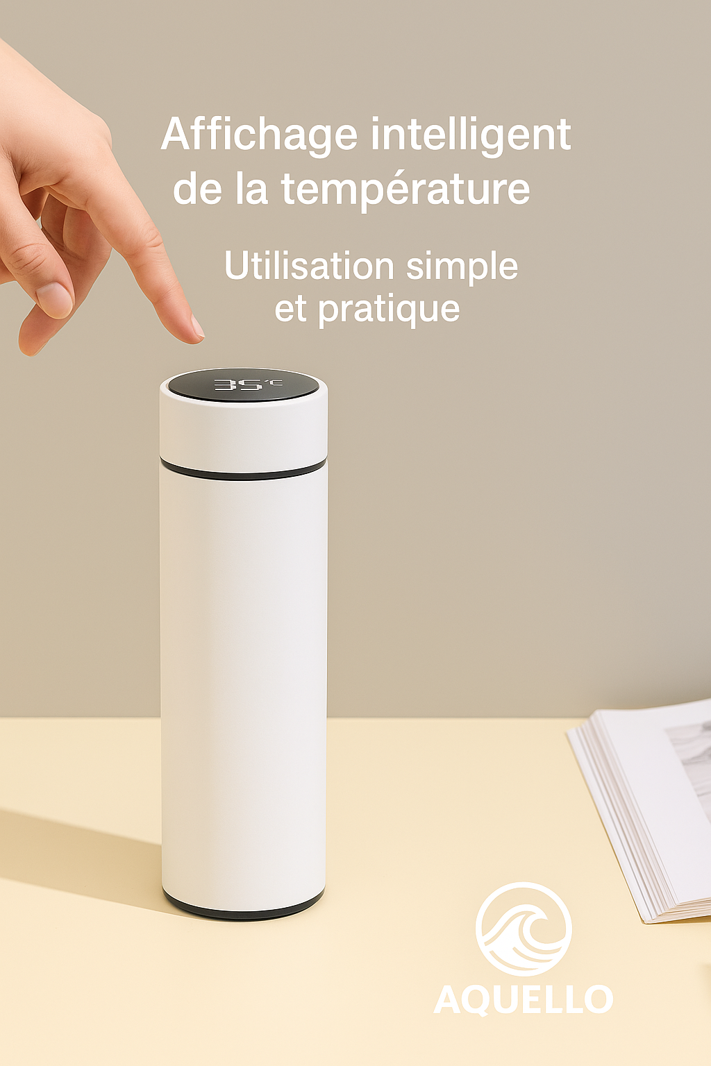 Gourde Noire Affichage de Température Isotherme 500 ml