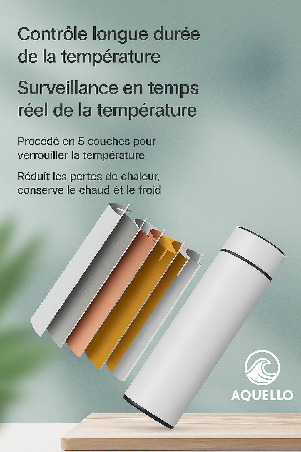 Gourde Rouge Affichage de Température Isotherme 500 ml