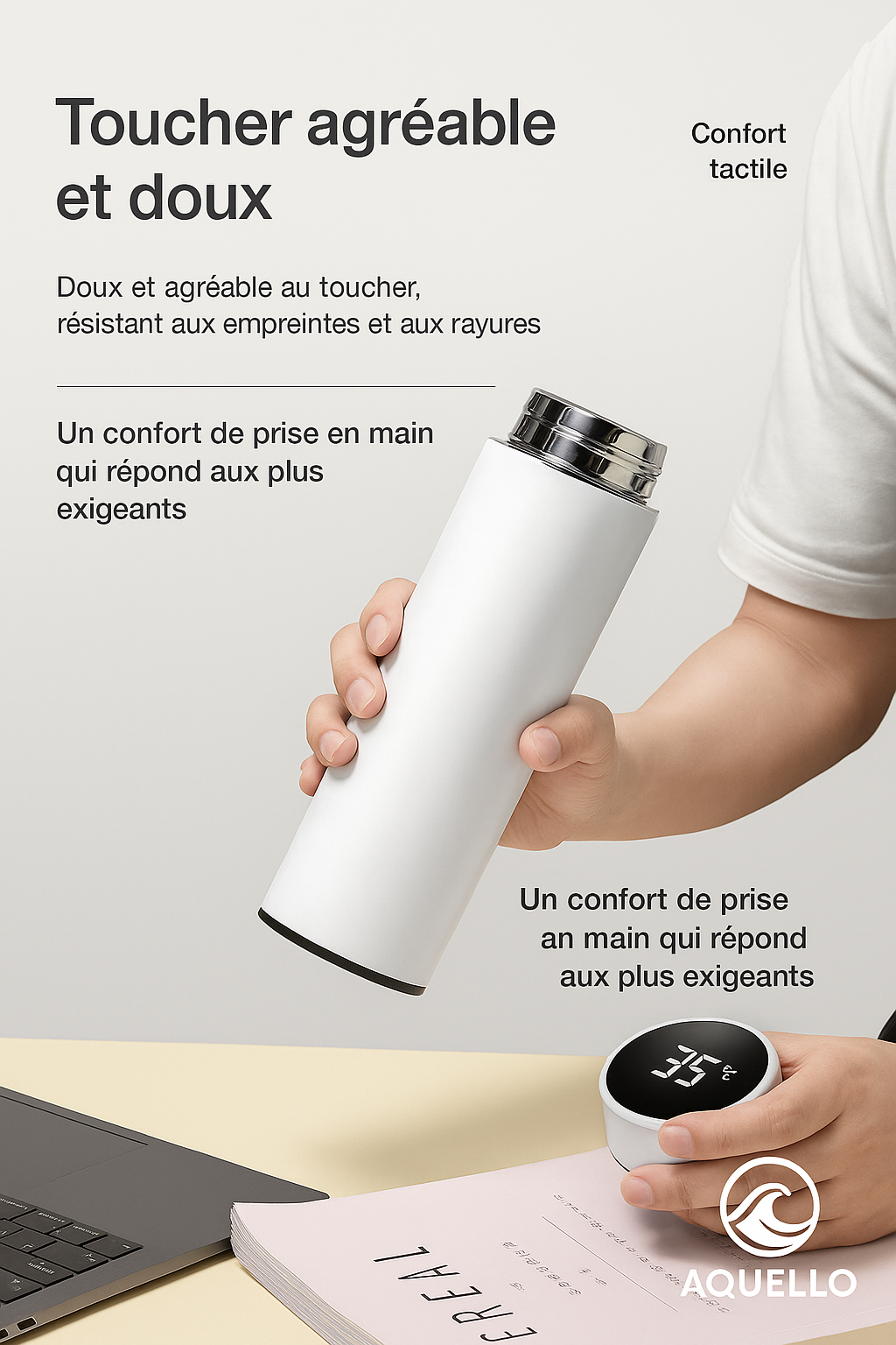 Gourde Argentée Affichage de Température Isotherme 500 ml