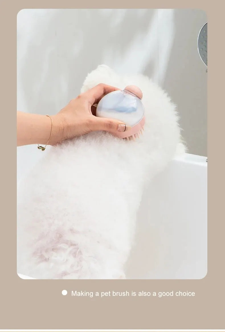 Brosse de bain en silicone souple pour animaux de compagnie avec distributeur de shampoing, massage doux pour le toilettage, les livres, la fourrure et les cheveux, 1PC