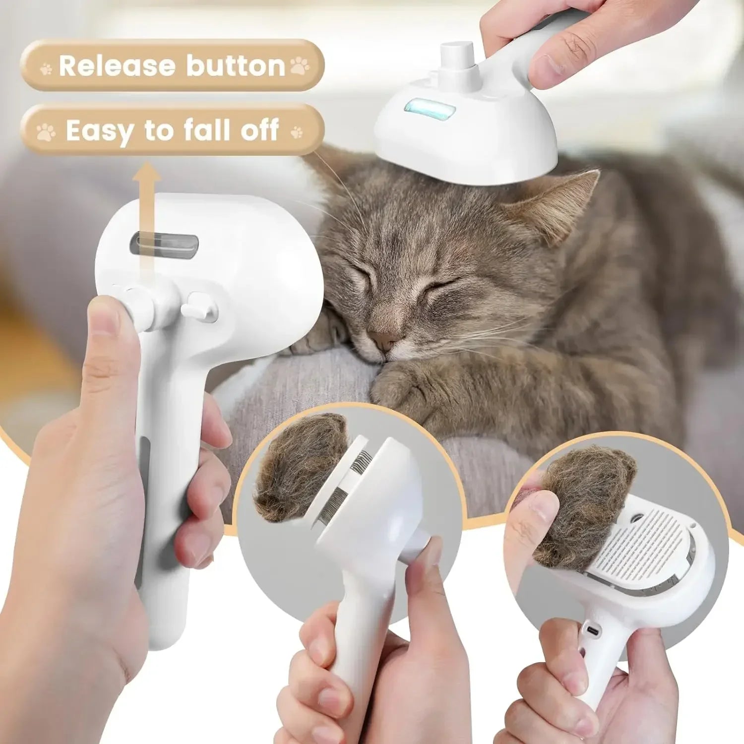 Peigne de toilettage électrique amélioré pour animaux de compagnie, épilation flottante à la vapeur, brosse de nettoyage à vapeur, accessoires de style pour chiens et chats